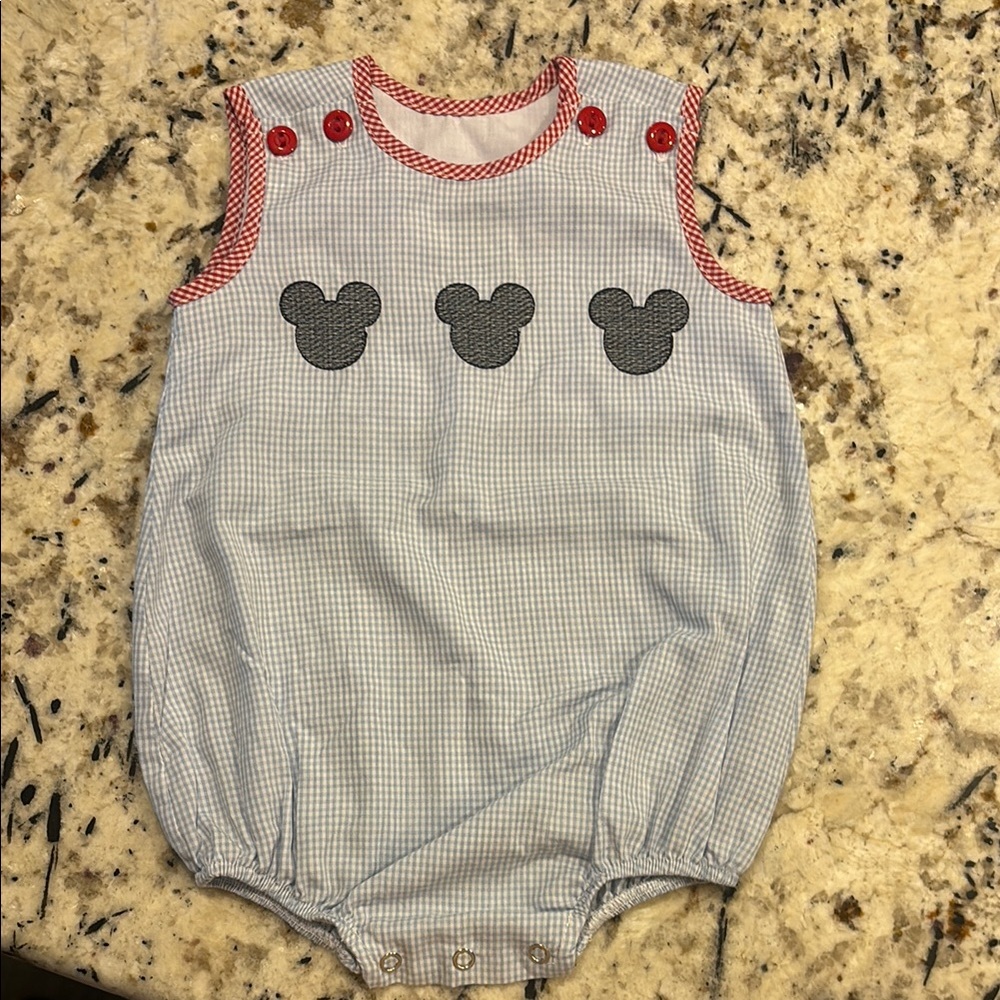 Lulu Bebe Smocked Mickey Romper